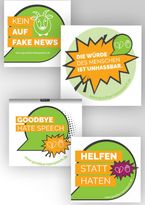 helfen statt haten Sticker Goodbye Hatespeech